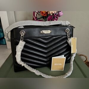 Michael Kors Black Chevron Shoulder Bag